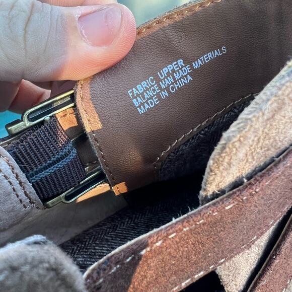 Boc light tan faux suede double buckle ankle booties with zipper on the back - Picture 10 of 11